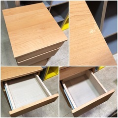 キャビネット 電話台 ナチュラル 引き出しレール フラップ扉 雑誌 本 収納の画像