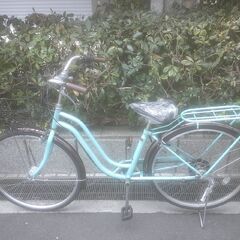整備済み中古自転車　26インチ　税別￥10.800-　LEDオートライト　外装６段　水色320の画像