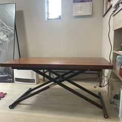昇降テーブル（ガス圧式）高さ調整可／デスク・ダイニング兼用の画像