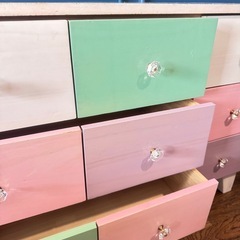 チェスト　3段　引き出し　6杯　幅85cm　パステルカラー （ 衣類収納 木製 ）の画像