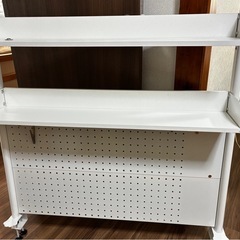 机上ラック 本棚 有孔ボード デスクシェルフ スチールラック デスク上置き棚 幅100×高さ95 の画像