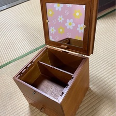 木製 メイクボックス 化粧箱 鏡付 の画像