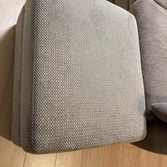 【美品】 ニトリ ソファ 布張り ブラウン オットマン付きの画像