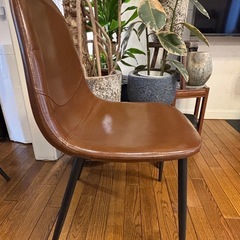 ダイニングチェア 4脚セット（ブラウン・レザー調）の画像