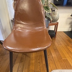 ダイニングチェア 4脚セット（ブラウン・レザー調）の画像