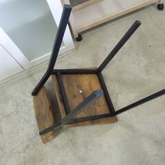 ダイニングチェア 1脚 アイアンフレーム  木目調 ブラウン×ブラック 椅子 カフェ風 インダストリアル風 札幌市東区 新道東店の画像