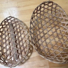 竹ざる 8点セット　カゴ 昭和レトロ ポップ 竹かごの画像