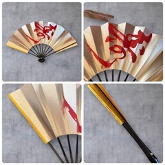 【新品未使用】金色 裏銀色 寿 舞扇子 扇子 日本舞踊 お稽古 元箱付の画像