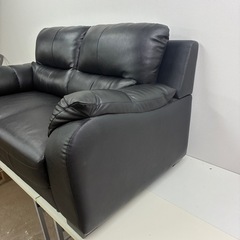 2〜3人掛け 本革ソファー  レザー　ブラック の画像