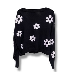 H＆M カーディガン  Lサイズ  美品 花柄 ブラックの画像