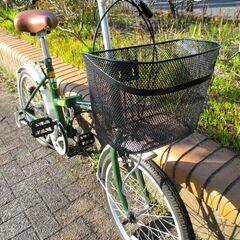 中古自転車 simple style 折り畳み ミニサイクル ミニベロ 自転車 実用 6段変速 20インチ 取付式LEDライト グリーン 通勤 通学 近所のお出掛けなどにの画像