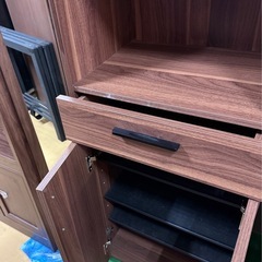 シューズBOX 靴棚　靴箱　鏡付　ミラー付　ブラウン　の画像