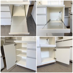 【超美品‼️】高級♪ パモウナ 140cm幅キッチンボード 食器棚 収納家具 鏡面仕上げホワイト♪の画像