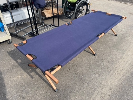 弘益　Apero Wood Cotto　アペロウッドコット　Hang Out　ハングアウト　APR-C190　キャンプ　寝具　ベッド　アウトドア　ベンチ　木製フレーム　折りたたみ　ネイビー　W1900×D600×H400　中古　③