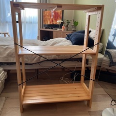 木製ラック 2段 組み立て式 薄型の画像