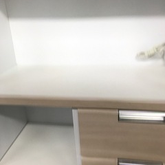 ジャングルジャングル貝塚店　レンジボード　木　2枚扉　引き出し　3段　スライドテーブル　コンセント　コード　高さ調節　磨りガラス　コンパクト　キッチン収納　家具　中古　貝塚市　二色浜の画像