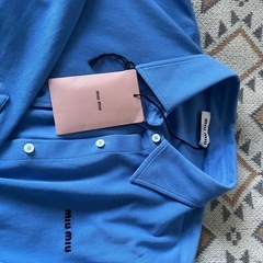 未使用品【定価24 万円】 25AWPeriwinkle Blue Cotton Pique Shirtシャツ新品　miumiuミュウミュウの画像