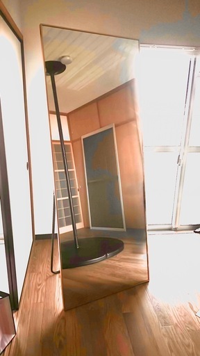 【美品】大型全身鏡 約180cm 木枠スタンドミラー 姿見 ダンス・トレーニング用
