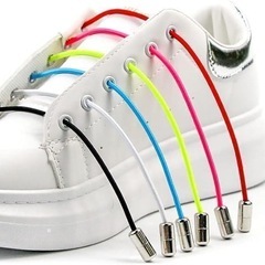 【新品】メンズ レディース 靴ひも 靴紐 ホワイト 白 カプセルバックル 結ばないワンタッチ 簡単取り付けの画像