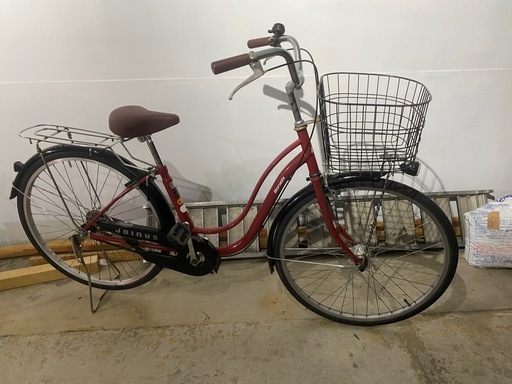 【リアタイヤ新品！】26インチLEDオートライト自転車　シングルギア　ボルドー