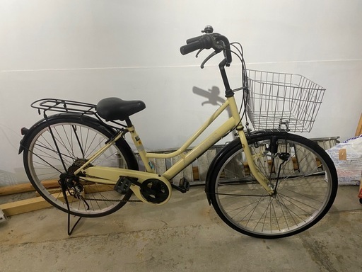 【前後タイヤ新品！】26インチ6段変速　自転車　ベージュ