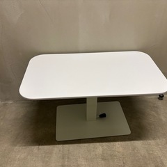 ホワイト　昇降式テーブル　レバー式の画像