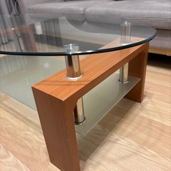 ローテーブル　ガラス　２段　円形の画像