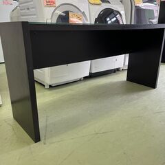 【リサイクルショップ ピカソ 小松原】🖥️✨幅150cm‼️ガラストップ✨ロングデスク／ワークテーブル✨ダークブラウン×ブラック✨★7909★の画像