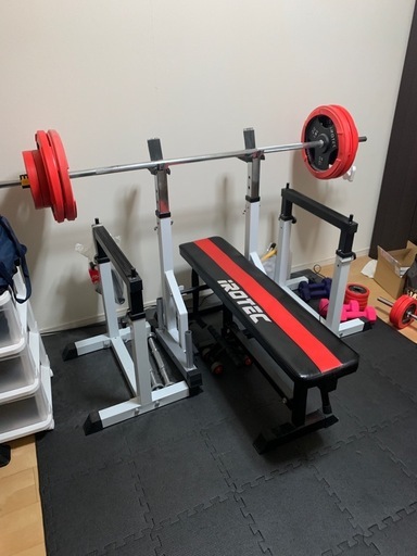 IROTEC ベンチプレスセット70kg セーフティ付｜折りたたみ可｜自宅トレに最適