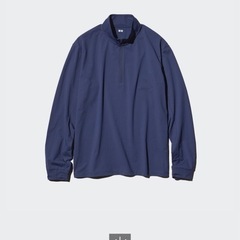 【未開封/ユニクロ】スポーツ用ハーフジップTシャツ長袖【運動/スポーツウェア/フィットネス/黒/Mｻｲｽﾞ】の画像