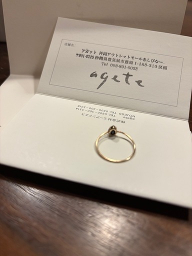 （アガット）K10 華奢オニキスリング