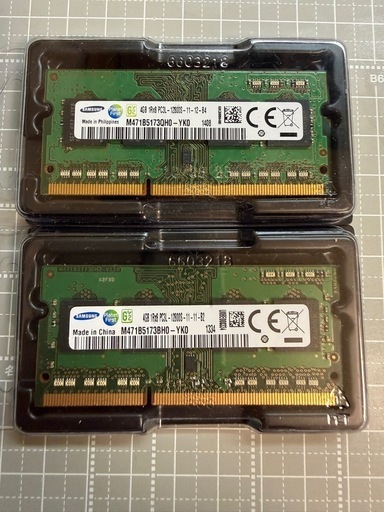 ノートPCメモリ 1Rx8 PC3 4GB x2枚　動作確認済み