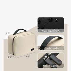 【新品】大容量 化粧ポーチ ベージュ メイク収納 旅行用 防水 コスメティックバッグ ポータブル メイクアップ ケース 小物入れ の画像