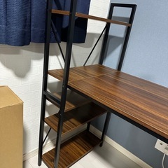 　美品　パソコンデスク棚付き　ウォールナットの画像