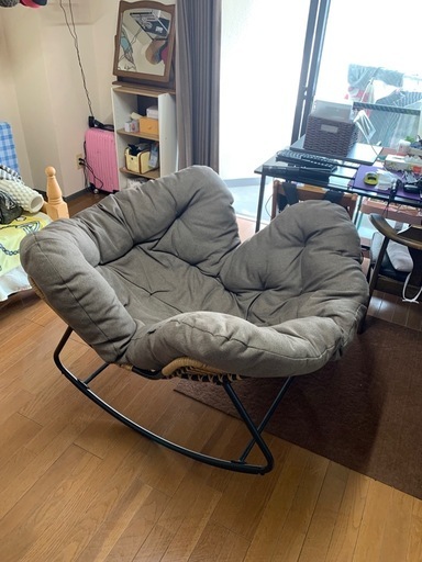 ロッキングチェア クッション付き 大型リラックスチェア