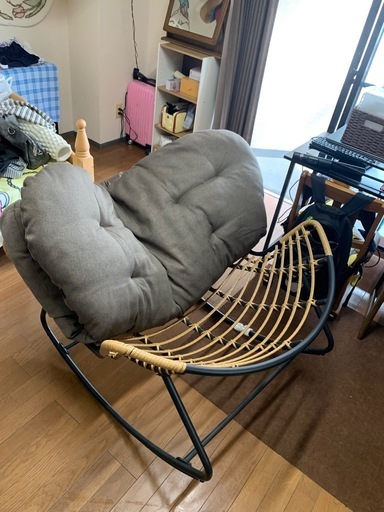 ロッキングチェア クッション付き 大型リラックスチェア
