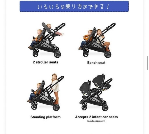 【新品未使用】グレコ Ready2Grow 2.0★2人乗りベビーカー／専門洗浄済・清潔・おまけ付