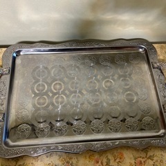新品✨アンティーク調トレー 30.5×44.5cm 持ち手付き サービングトレイの画像