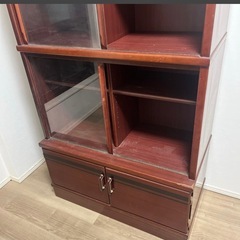 昭和レトロ アンティーク 飾り棚 食器棚 本棚 キャビネット 185cmの画像