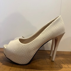 【美品】オープントゥヒール 24.5cm クロコ調 パーティー用✨の画像