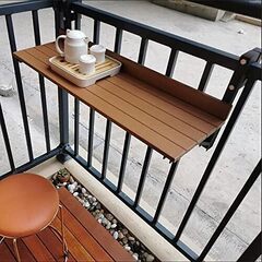 バルコニー用 折りたたみハンギングテーブル ホワイト / 屋外サイドテーブル 手すり掛け式 / 80×26cm【未組み立て・新品同様】の画像