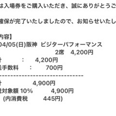 阪神戦ビジターチケットの画像