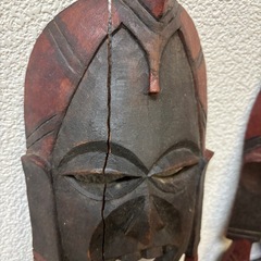 アフリカ　木彫りのアートマスク　お面　2点セットの画像