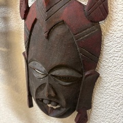 アフリカ　木彫りのアートマスク　お面　2点セットの画像