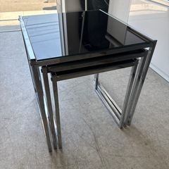 ガラステーブル 3連 ブラックの画像