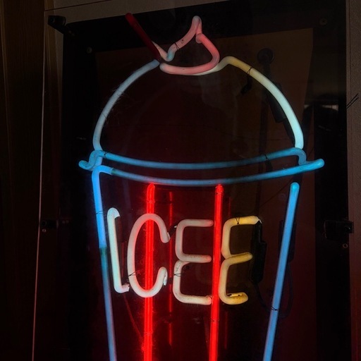 【1987年3月製造/海外製ガラスネオン】ICE ネオンサイン 大型 海外製 点灯確認済み