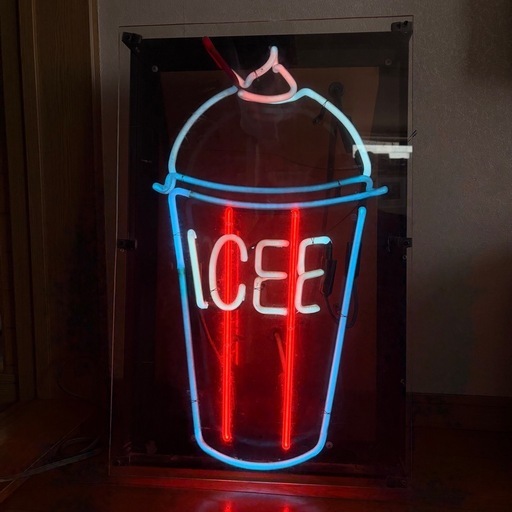 【1987年3月製造/海外製ガラスネオン】ICE ネオンサイン 大型 海外製 点灯確認済み