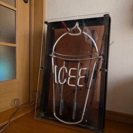 【1987年3月製造/海外製ガラスネオン】ICE ネオンサイン 大型 海外製 点灯確認済み