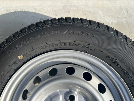 【新車外し】夏タイヤ+純正ホイール4本セット　145/80R12 80/78N LT