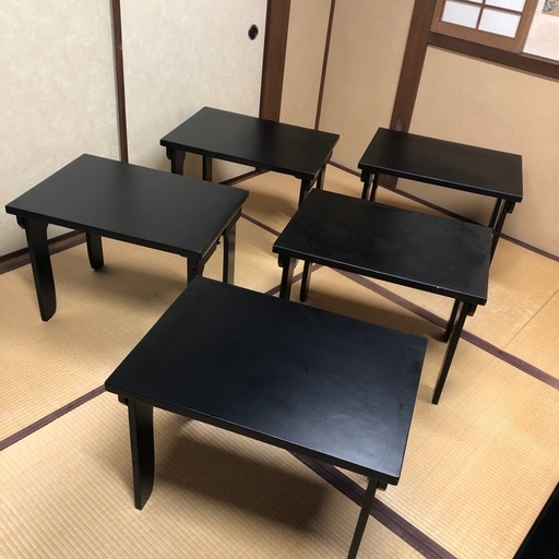 【5台セット】木製 折りたたみ座卓・文机（横70×奥50×高50）京都駅付近